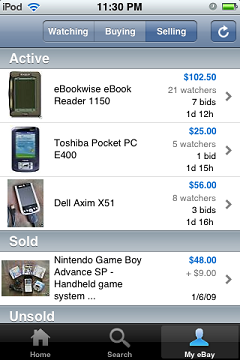 iPod eBay Application screen shot